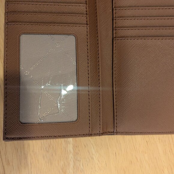 Michael Kors Large Trifold Leather/PVC Wallet-Brown - Picture 4 of 5